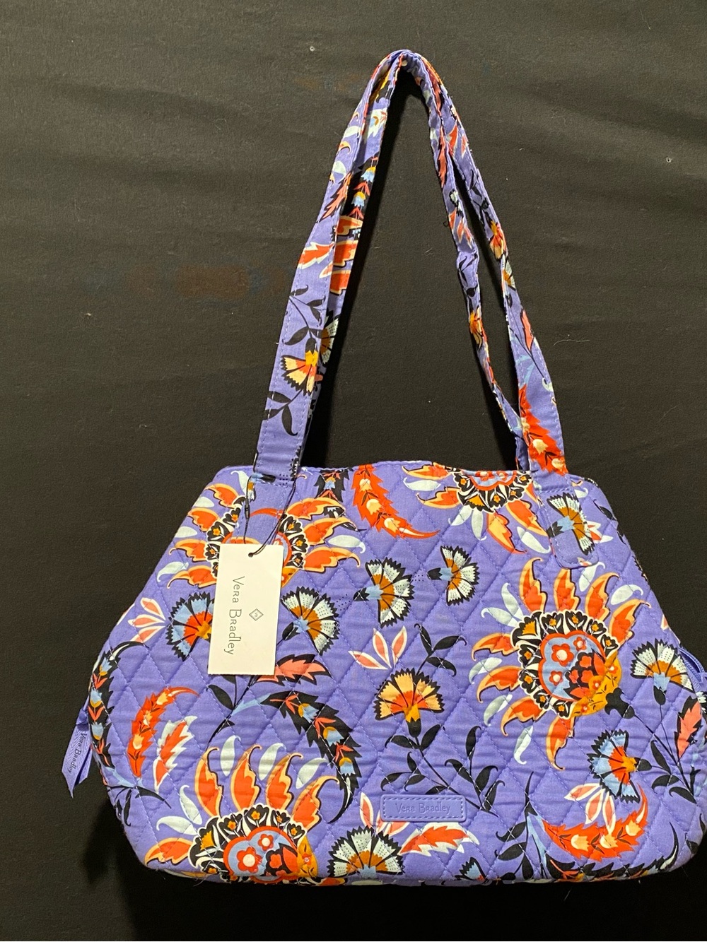 Vera Bradley Floral Women’s Shoulder Bag Zip Top Double Handles Purple BNWT